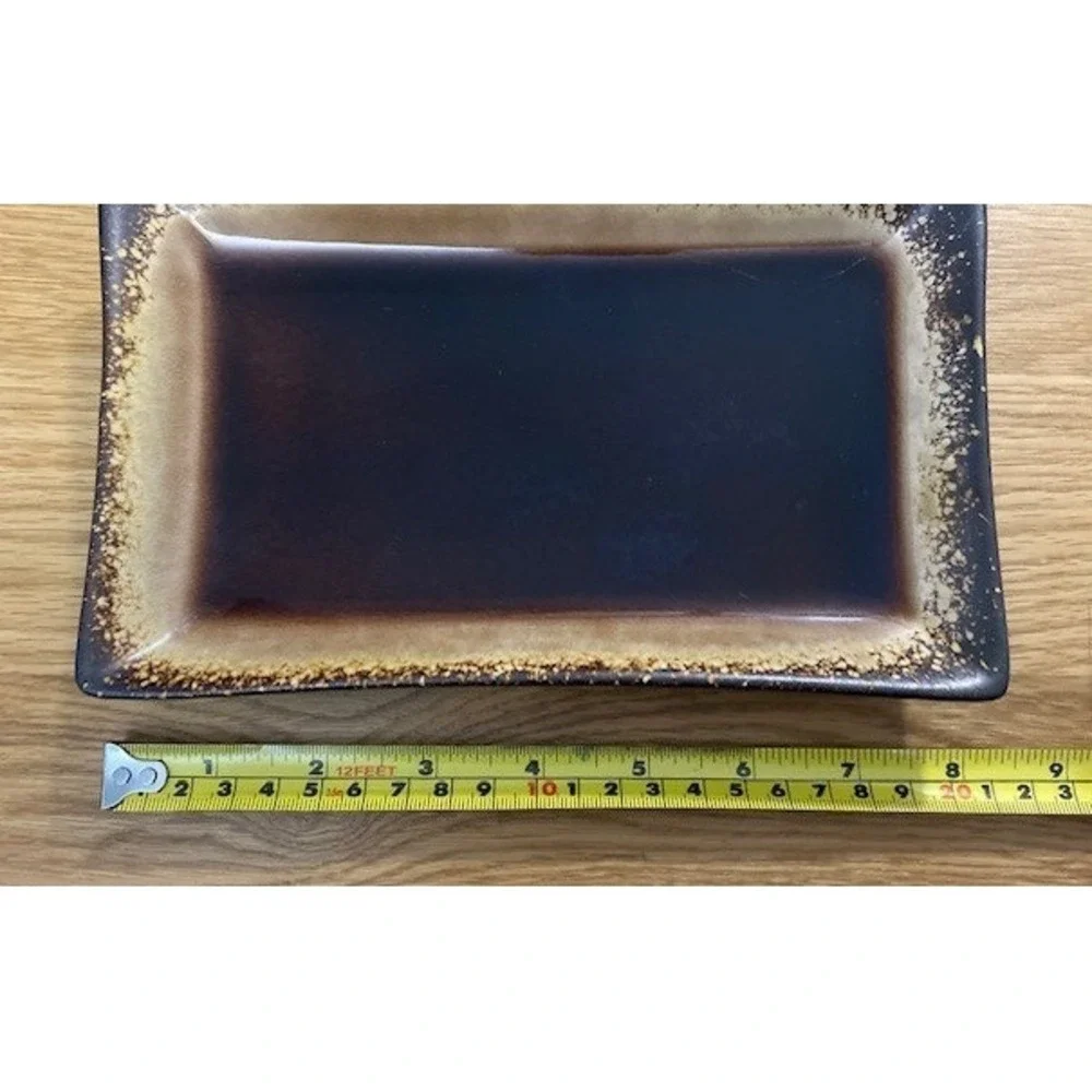 Pier 1 Stoneware Appetizer Tray Brown Tan 8.5